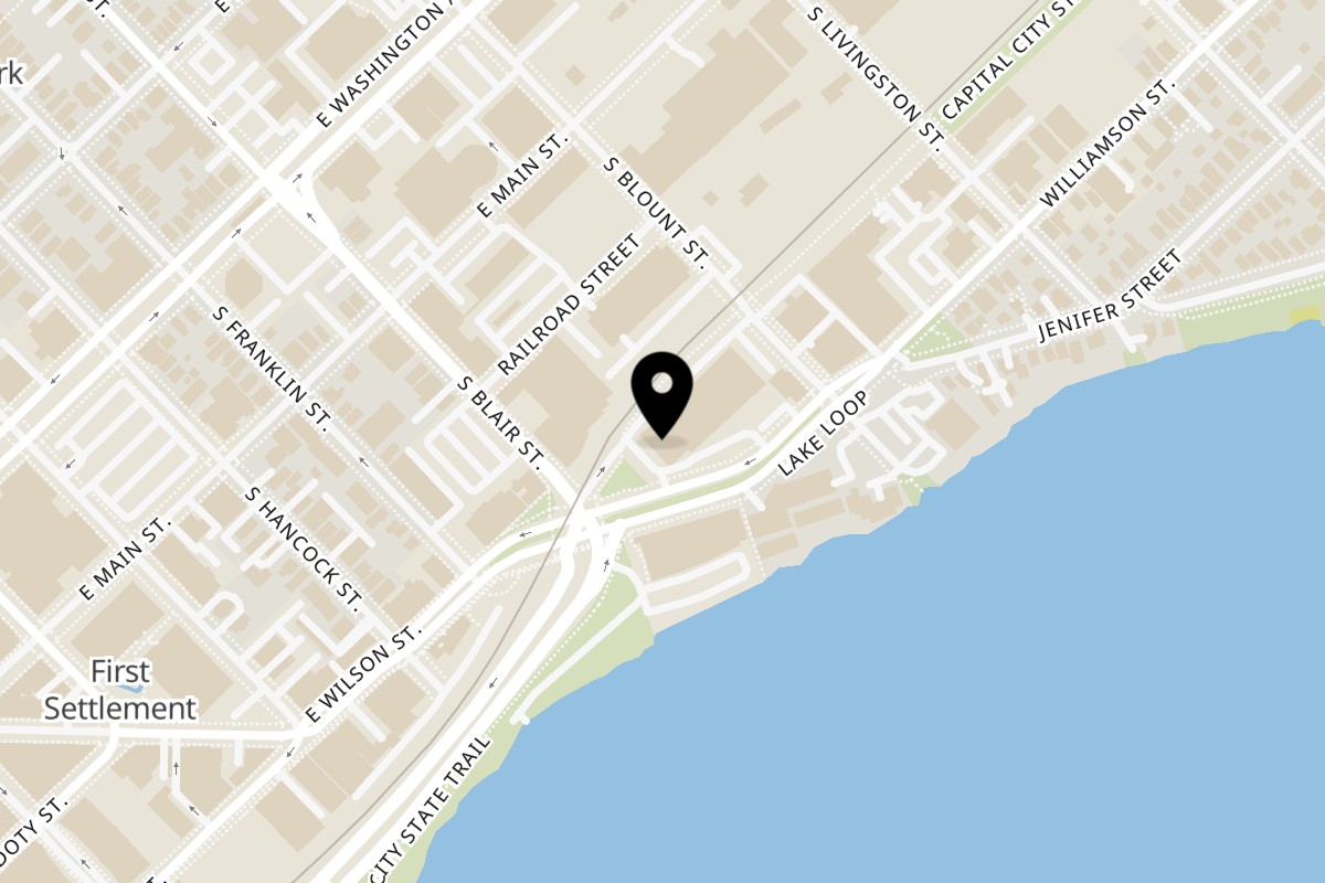Map showing the location of The Mediterranean Joint on 600 Williamson St in Madison